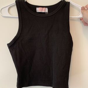 C+D+M Ribbed Cropped Tank-HYQ-036-Black-Large-NWT